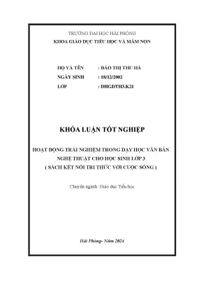 Khóa Luận Tốt Nghiệp: Hoạt Động Trải Nghiệm Dạy Văn Bản