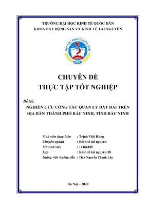Nghiên cứu hiệu quả quản lý đất đai tại thành phố Bắc 
