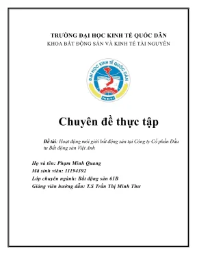 Chuyên đề thực tập môi giới bất động sản tại công ty 