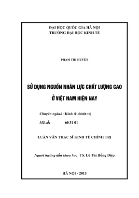 Luận Văn Thạc Sĩ: Sử Dụng Nguồn Nhân Lực Chất Lượng Cao