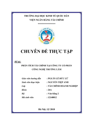 Hướng dẫn thực tập phân tích tài chính tại Công ty Cổ