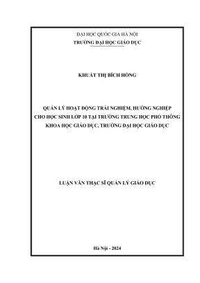 Quản lý hoạt động trải nghiệm hướng nghiệp cho học sinh 
