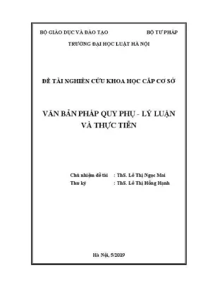 Nghiên cứu khoa học cấp trường: Pháp quy phụ lý luận và 