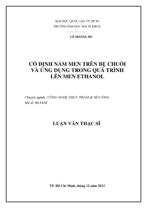 Cố định nấm men trên bẹ chuối và ứng dụng lên men 