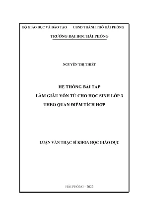 Hệ Thống Bài Tập Làm Giàu Vốn Từ Cho Học Sinh Lớp 3 Theo