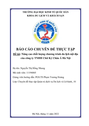 Chuyên đề thực tập: Nâng cao chất lượng chương trình du 
