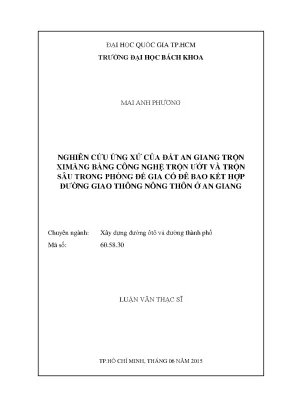 Nghiên cứu ứng xử đất An Giang trộn xi măng bằng công 