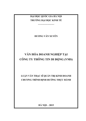 Luận Văn Thạc Sĩ Quản Trị Kinh Doanh: Văn Hóa Doanh
