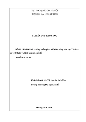 Nghiên cứu liên kết kinh tế vùng phát triển bền vững Tây