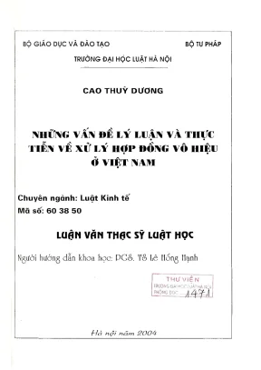 Luận Văn Thạc Sĩ Luật Học: Xử Lý Hợp Đồng Vô Hiệu - Lý