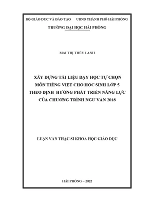 Xây dựng tài liệu dạy học tự chọn môn Tiếng Việt lớp 5