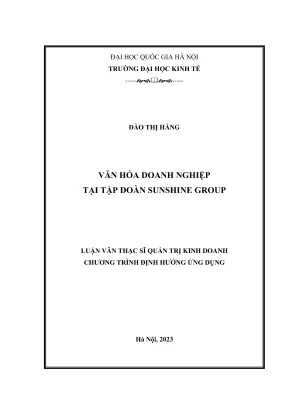 Luận Văn Thạc Sĩ Quản Trị Kinh Doanh: Văn Hóa Doanh