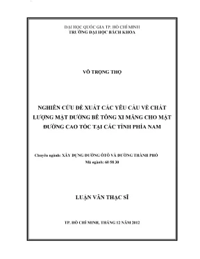 Nghiên cứu yêu cầu chất lượng mặt đường bê tông xi măng 