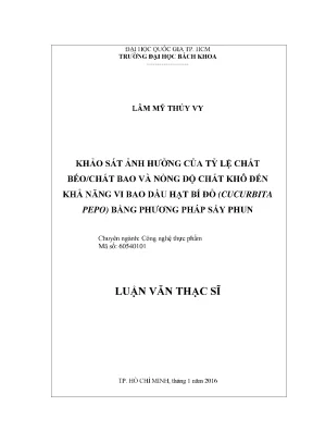Luận Văn Thạc Sĩ Công Nghệ Thực Phẩm: Khảo Sát Ảnh Hưởng