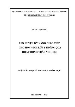 Rèn Luyện Kỹ Năng Giao Tiếp Cho Học Sinh Lớp 1 Qua Hoạt