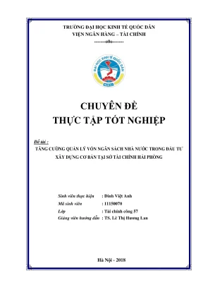 Chuyên đề thực tập tốt nghiệp: Quản lý vốn NSNN trong 