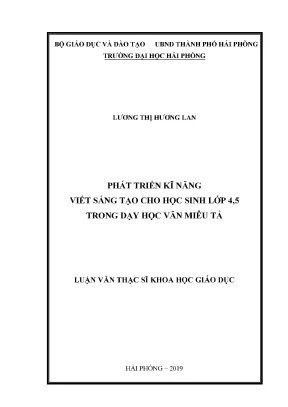 Phát Triển Kỹ Năng Viết Sáng Tạo Cho Học Sinh Lớp 4-5 