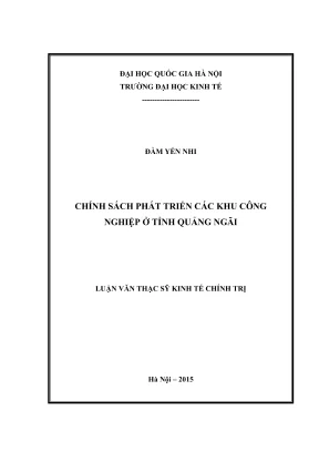 Luận Văn Thạc Sĩ: Chính Sách Phát Triển Khu Công Nghiệp