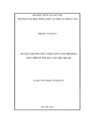 Nghiên cứu lịch sử huyện Chương Đức đầu thế kỷ XIX qua