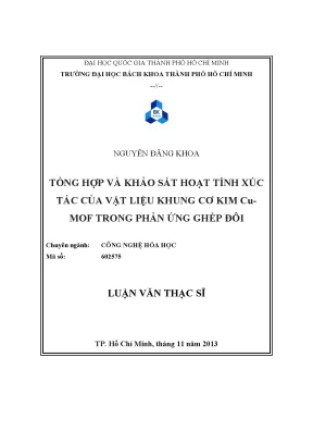 Luận văn thạc sĩ: Tổng hợp và khảo sát hoạt tính xúc tác