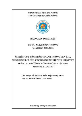 Nghiên cứu nhân tố ảnh hưởng đến lợi nhuận doanh nghiệp 