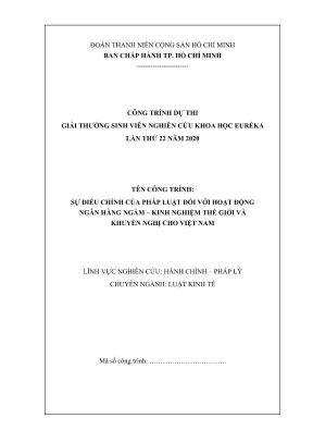 Đề tài sinh viên nghiên cứu khoa học sự điều chỉnh của pháp luật đối với hoạt động ngân hàng ngầm kinh nghiệm thế giới và khuyến nghị cho việt nam