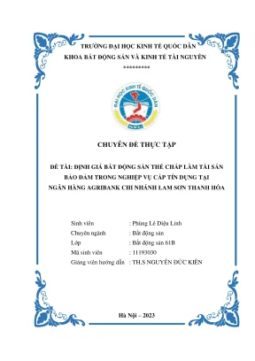 Hướng dẫn thực tập định giá bất động sản thế chấp tại 