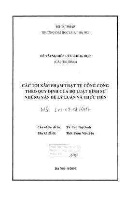 Nghiên cứu các tội xâm phạm trật tự công cộng trong Bộ