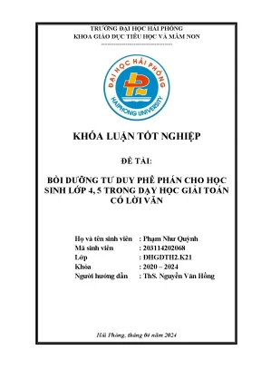 Bồi Dưỡng Tư Duy Phê Phán Cho Học Sinh Lớp 4-5 Qua Dạy