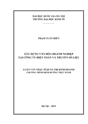 Luận Văn Thạc Sĩ Quản Trị Kinh Doanh: Xây Dựng Văn Hóa