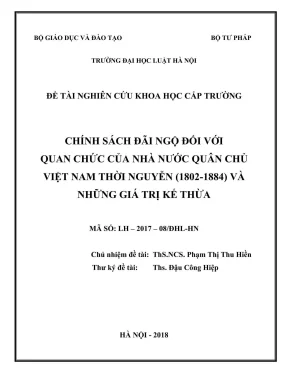 Chính sách đãi ngộ quan chức thời Nguyễn 1802-1884 và