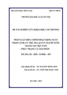 Pháp luật điều chỉnh hoạt động xuất nhập cảnh, cư trú 
