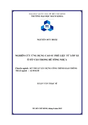 Nghiên cứu ứng dụng cao su phế liệu từ lốp xe ô tô trong