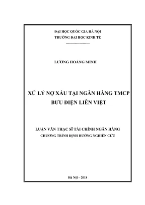 Luận Văn Thạc Sĩ: Giải Pháp Xử Lý Nợ Xấu Tại Ngân Hàng