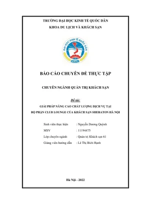 Giải pháp nâng cao chất lượng dịch vụ tại Club Lounge 
