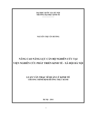 Luận Văn Thạc Sĩ: Nâng Cao Năng Lực Cán Bộ Nghiên Cứu