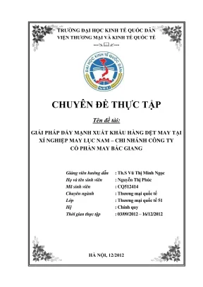 Giải pháp đẩy mạnh xuất khẩu hàng dệt may tại Xí nghiệp 