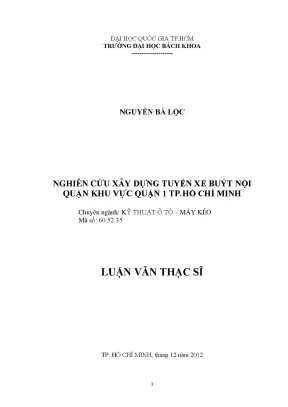 Luận Văn Thạc Sĩ Kỹ Thuật Ô Tô Máy Kéo: Nghiên Cứu Xây 