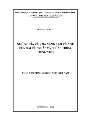 Luận Văn Thạc Sĩ: Ngữ Nghĩa Và Khả Năng Tạo Từ Của 'Nhà' 