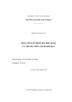 Phân Tích Ổn Định Mái Dốc Bằng Lý Thuyết Giới Hạn Trong