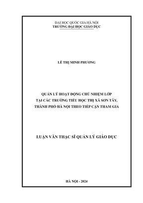 Quản lý hoạt động chủ nhiệm lớp tại trường tiểu học Sơn 