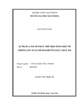 Luận văn thạc sĩ: Sử dụng cám mì thay thế bột mì trong