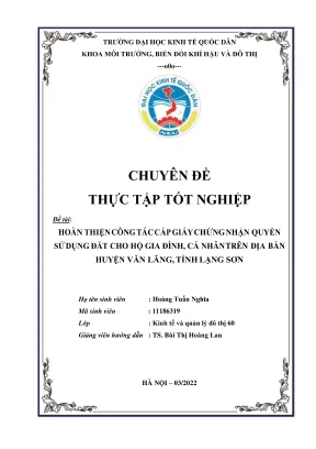 Hoàn Thiện Công Tác Cấp Giấy Chứng Nhận Sử Dụng Đất Cho