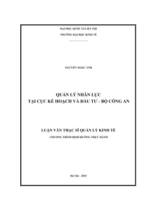 Quản lý nhân lực trong kinh tế tại Cục Kế hoạch và Đầu