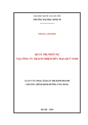 Luận Văn Thạc Sĩ Quản Trị Kinh Doanh: Quản Trị Nhân Sự