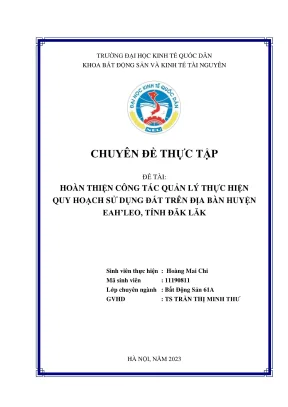 Hoàn Thiện Quản Lý Quy Hoạch Sử Dụng Đất Tại Huyện Ea 