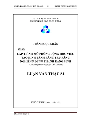 Luận Văn Thạc Sĩ: Mô Phỏng Động Học Tạo Hình Bánh Răng
