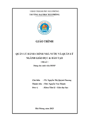 Giáo Trình Quản Lý Hành Chính Nhà Nước Và Giáo Dục Đào