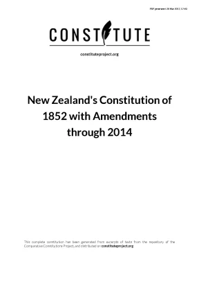 Hiến Pháp New Zealand 1852 Với Các Sửa Đổi Đến Năm 2014