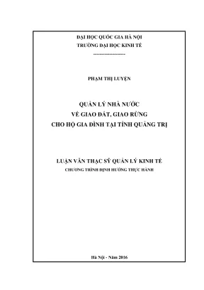 Luận Văn Thạc Sĩ: Quản Lý Nhà Nước Về Giao Đất, Giao